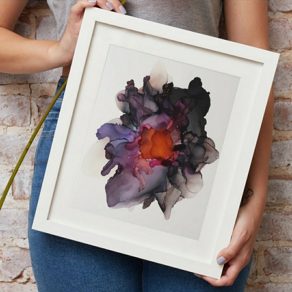 Black Hole Sun Original Alcohol Ink Painting - Picture 1 of 2